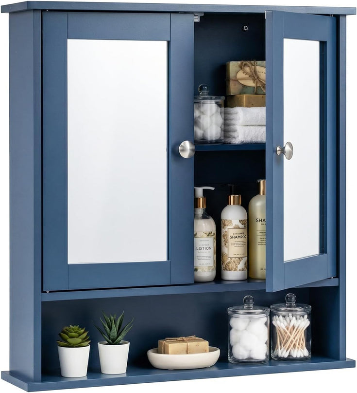 Giantex Medicine Cabinet, Bathroom Wall Cabinet with 2 Mirrored Doors, Adjustable Shelf