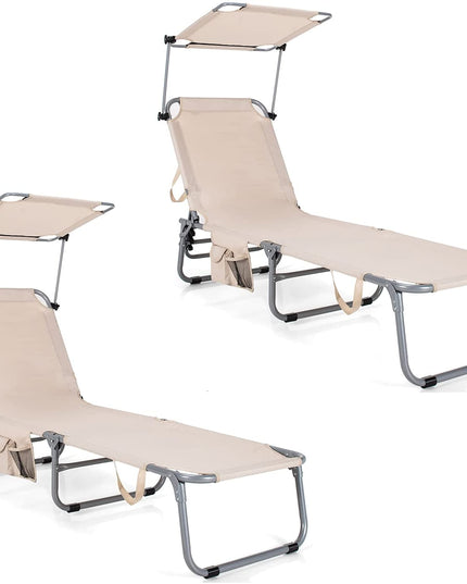 Giantex Portable Reclining Chair with 5 Adjustable Positions, Set of 2