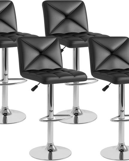Giantex Bar Stools Set of 2/4, Modern PU Leather Swivel Counter Height Bar Stools with Back