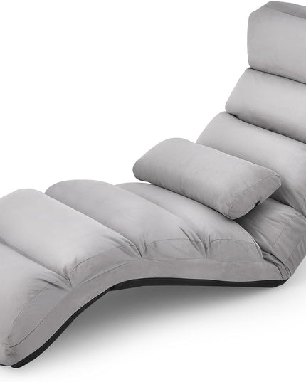 Canapé pliant paresseux Chaise longue élégante Canapé-lit Fauteuil inclinable avec oreiller