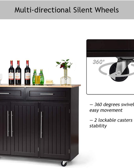 Giantex Kitchen Island Cart , 2 Drawers, 3 Door Cabinet