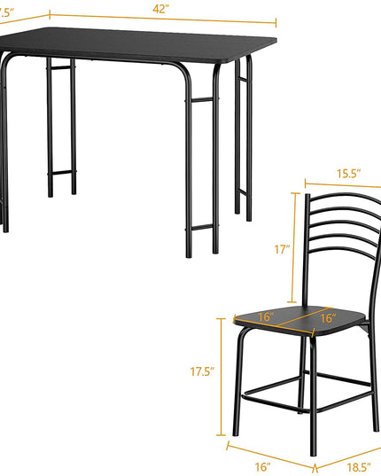 Giantex 5 PCS Dining Table Set 4 Person, Modern Kitchen Table and 4 Chairs,Black