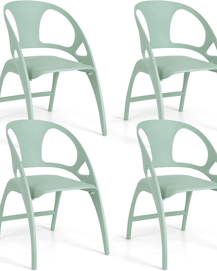 Giantex Folding Dining Chairs Set of 2/4, Outdoor Plastic Dining Chairs with Armrest and High Backrest