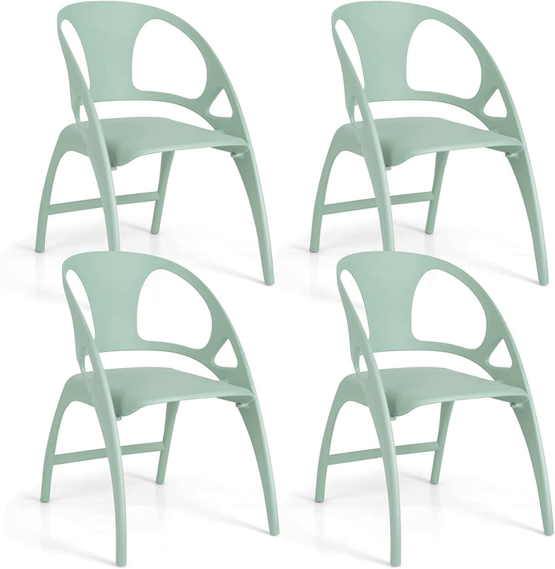 Giantex Folding Dining Chairs Set of 2/4, Outdoor Plastic Dining Chairs with Armrest and High Backrest