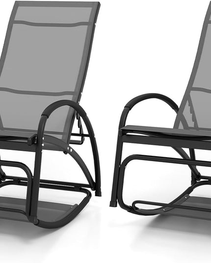 Giantex 2-in-1 Outdoor Rocking Chair, Convertible Lounge Chair with 4-Position Adjustable Backrest