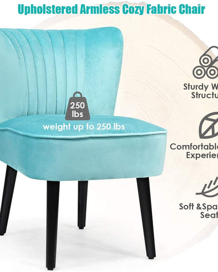 Set of 2 Velvet Accent Chair, Upholstered Modern Leisure Club Chairs w/ Solid Wood Legs - Giantexus