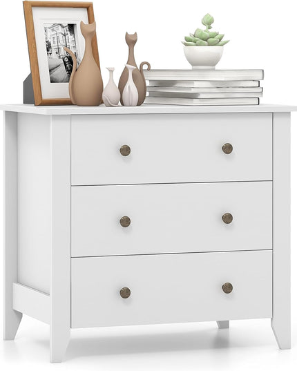 Giantex Modern Simple Dresser 3-Drawers Chest with Solid Curved Legs