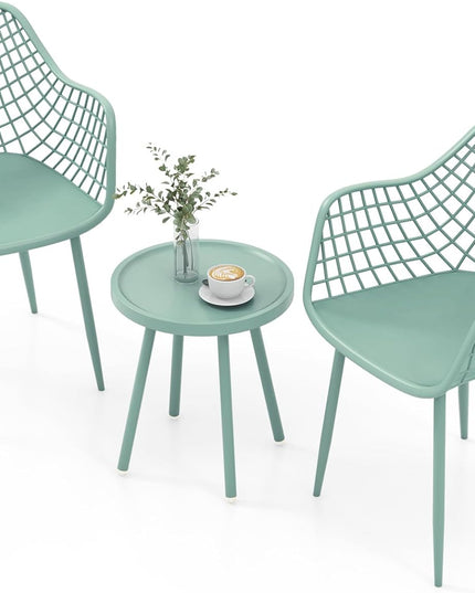 Giantex 3 Piece Patio Furniture Set, Outdoor Bistro Table and Chairs Set of 2, PP Seat & Metal Legs