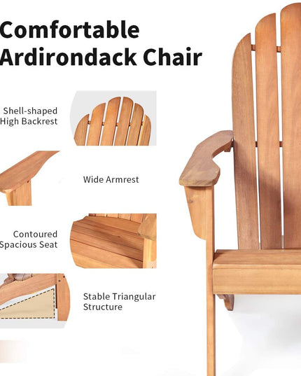 Giantex Adirondack Chair Outdoor Wooden W/Ergonomic Design Acacia Chair for Yard