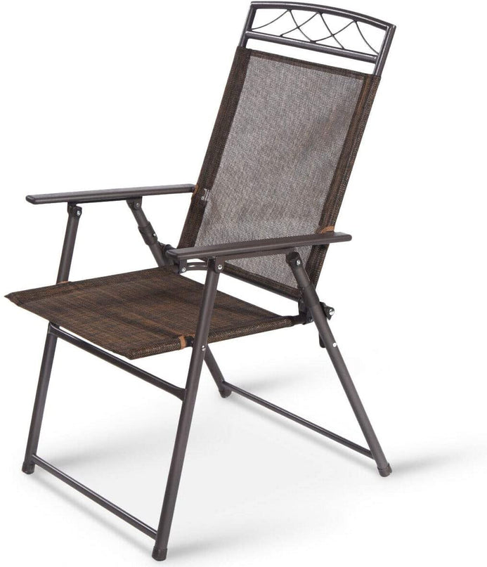 Giantex Set of 4 Patio Folding Sling Chairs Steel Camping Deck Garden Pool Backyard Chairs