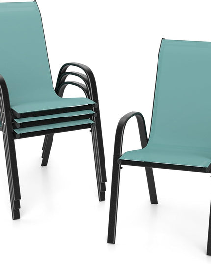 Giantex Set of 4 Patio Chairs, Stackable Outdoor Dining Chairs