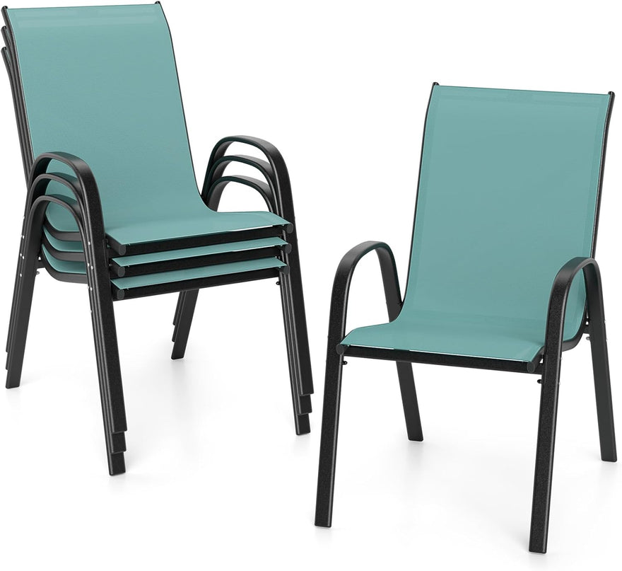 Giantex Set of 4 Patio Chairs, Stackable Outdoor Dining Chairs