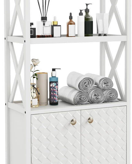 Giantex Storage Cabinet, Freestanding Storage Organizer with Open Shelves, Double Doors