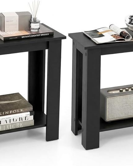 Giantex Narrow End Table | 2-Tier Side Table with Open Storage Shelf (1/2)