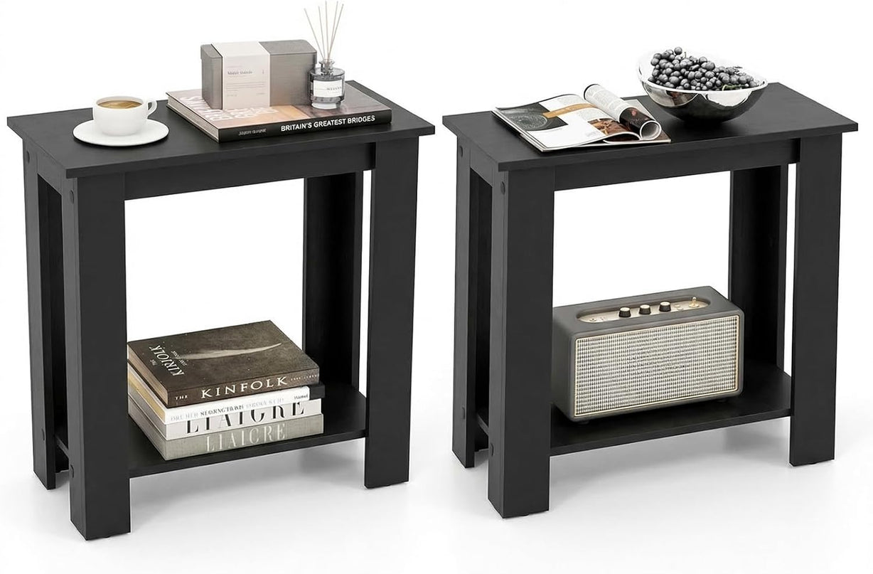 Giantex Narrow End Table | 2-Tier Side Table with Open Storage Shelf (1/2)