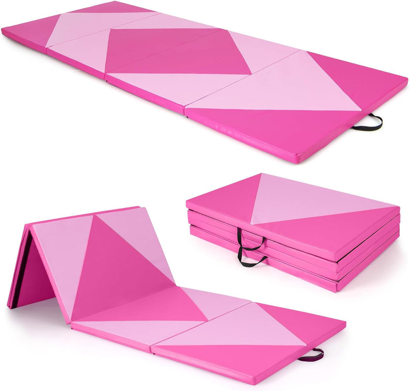 Giantex 4'x10' Gymnastics Mat, 2" Thick Folding Tumbling Mat with Carrying Handles