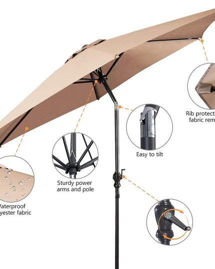 Giantex 9ft Patio Umbrella Outdoor, Market Table Umbrella w/ Push Button Tilt and Crank - Giantexus