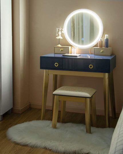 Vanity Set with Touch Screen Dimming Mirror, 3 Color Lighting Modes - Giantexus