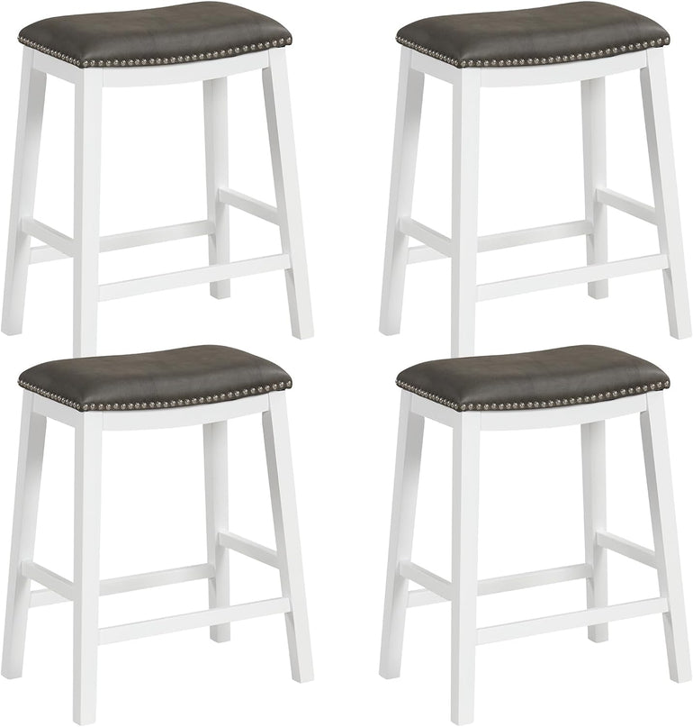 Giantex 26" Counter Height Bar Stools Set of 2, Faux PVC Leather Farmhouse Barstools w/Padded Seat