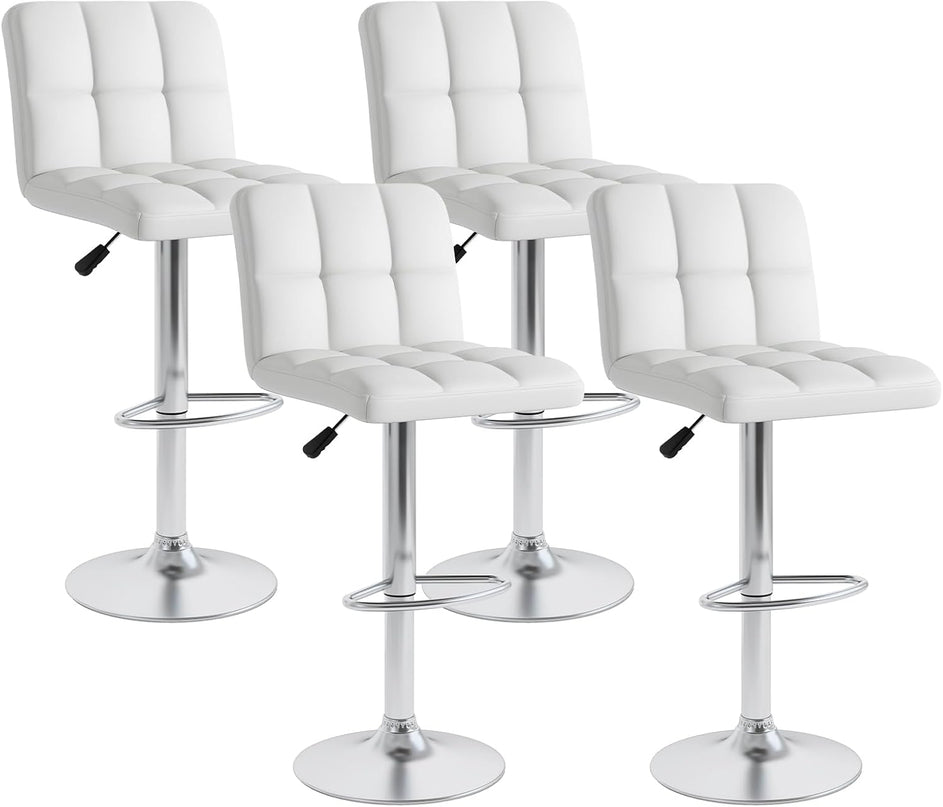 Giantex Swivel Bar Stools Set of 2/4, Upholstered Counter Height Bar Chairs with Back