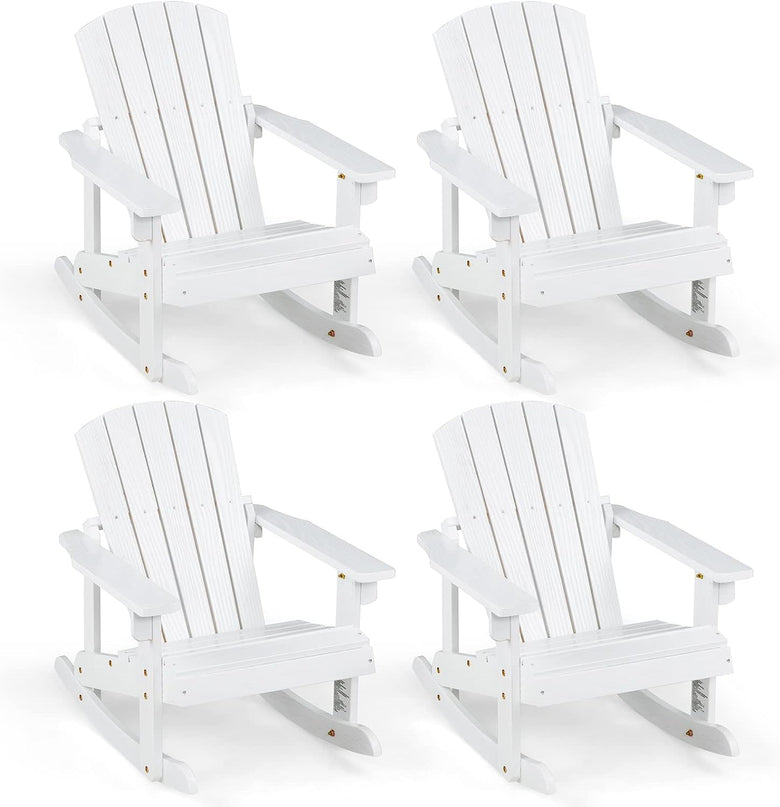 Giantex Wooden Adirondack Rocking Chair - Kids Outdoor Adirondack Rocker with Slatted seat, Smooth Rocking Feet
