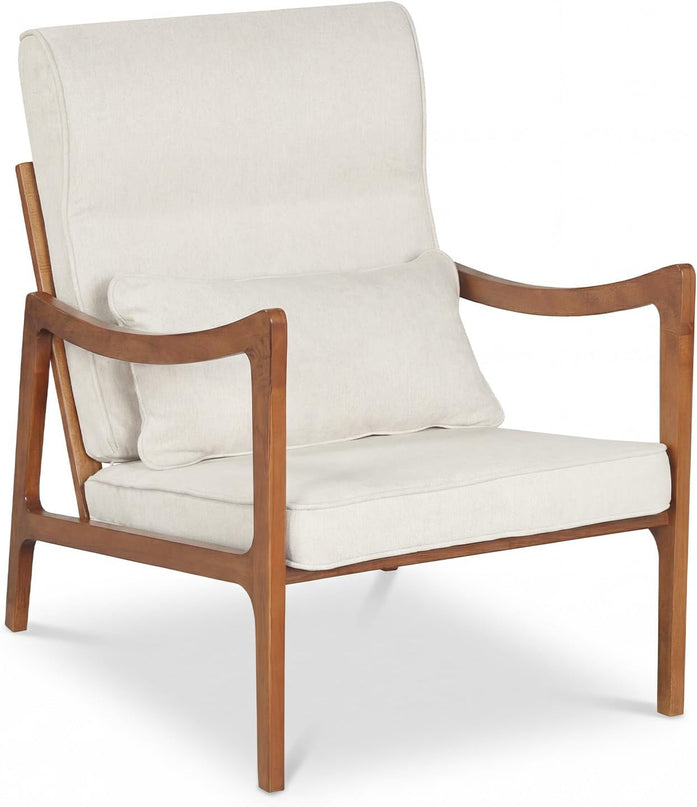 Giantex Mid-Century Faux Leather Upholstered Armchair with Lumbar Pillow (1/2)