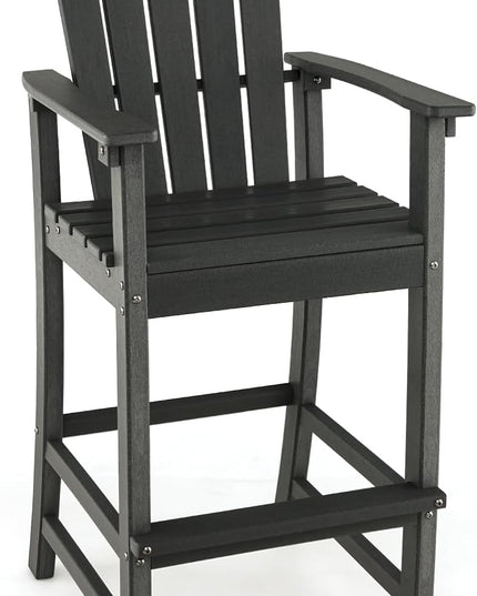 Giantex Outdoor HDPE Bar Stool, Tall Adirondack Chair with Armrests and Footrest, 30 Inches Counter Height Bar Stool