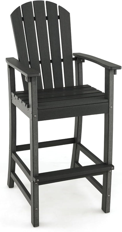 Giantex Outdoor HDPE Bar Stool, Tall Adirondack Chair with Armrests and Footrest, 30 Inches Counter Height Bar Stool