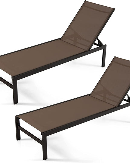 Giantex Patio Chaise Lounge Chair, Outdoor Sunbathing Chair Lawn Reclining Lounger with 6 Adjustable Position