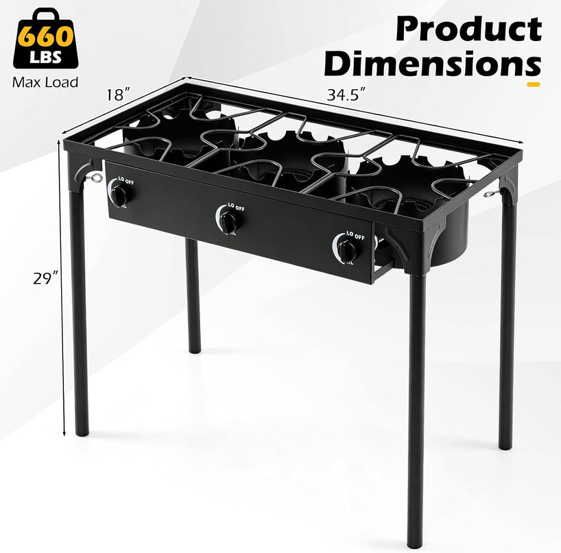 Giantex 3 Burner Propane Burner, 240,000 BTU High Pressure Gas Stove
