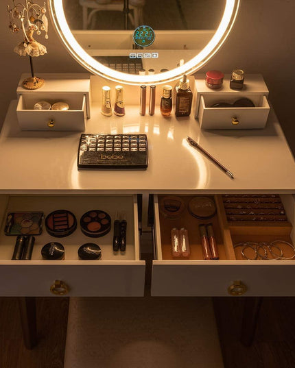 CHARMAID | Vanity Set with Lighted Mirror and Wireless Speaker - Giantexus