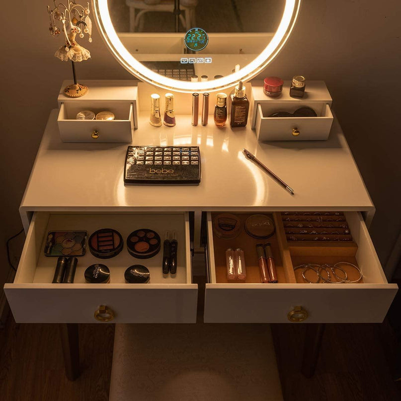 CHARMAID | Vanity Set with Lighted Mirror and Wireless Speaker - Giantexus