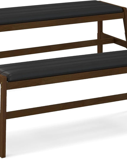 Giantex Upholstered Wood Dining Bench, 50" Entryway Bench w/Padded Seat & Solid Rubber Wood Frame