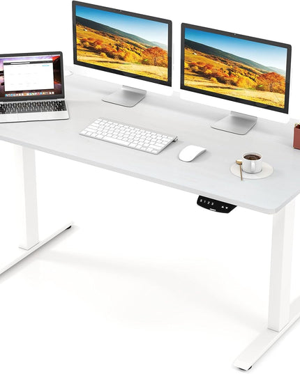 Giantex Bureau Debout Électrique à Double Moteur Réglable en Hauteur 140 x 71 cm avec Conception Anti-Collision
