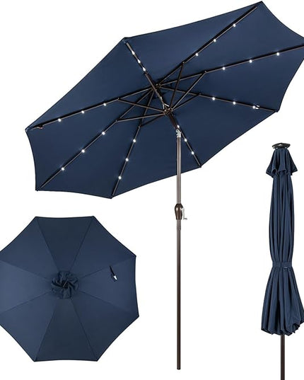 9ft Market Patio Umbrella w/Solar Lights