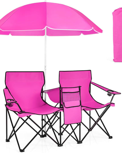 Giantex Camping Chairs Double Folding Chair with Canopy