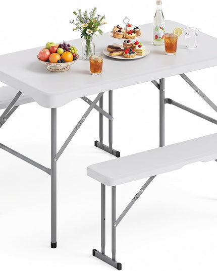 Giantex Folding Picnic Table Bench Set with HDPE Tabletop