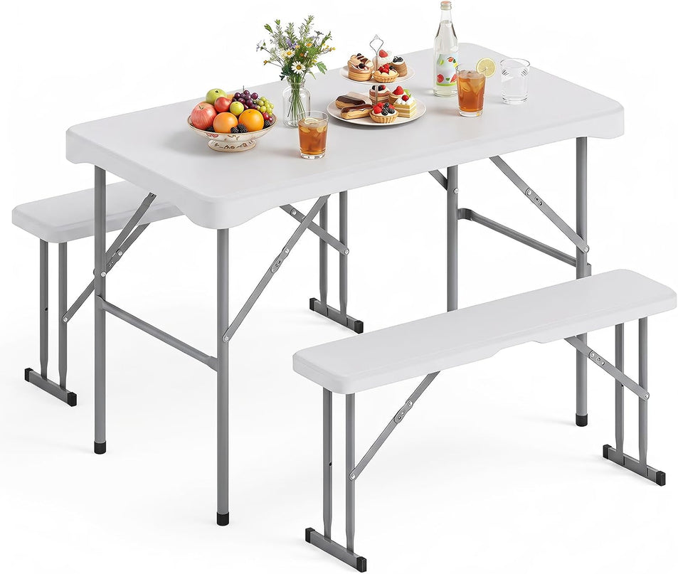Giantex Folding Picnic Table Bench Set with HDPE Tabletop