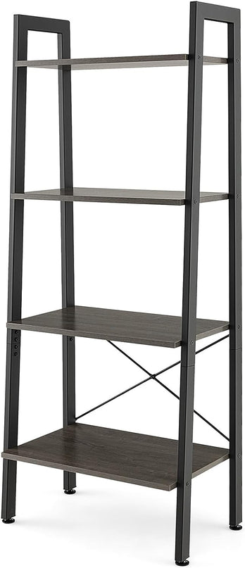 Giantex Industrial 4-Tier Bookshelf, Ladder Bookshelf with Metal Frame, Anti-Tipping Kits