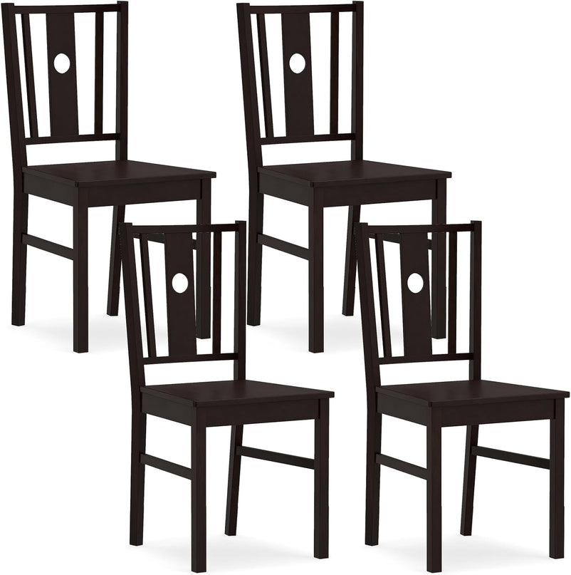 Giantex Solid Rubber Wood Dining Chairs Set of 2/4 with Slatted Curved Backrest