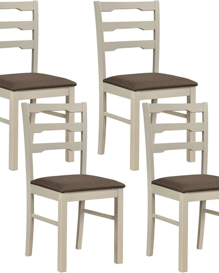 Giantex Wood Dining Chairs Set of 2/4 | Farmhouse Upholstered Kitchen Chairs with Ladder Back Design