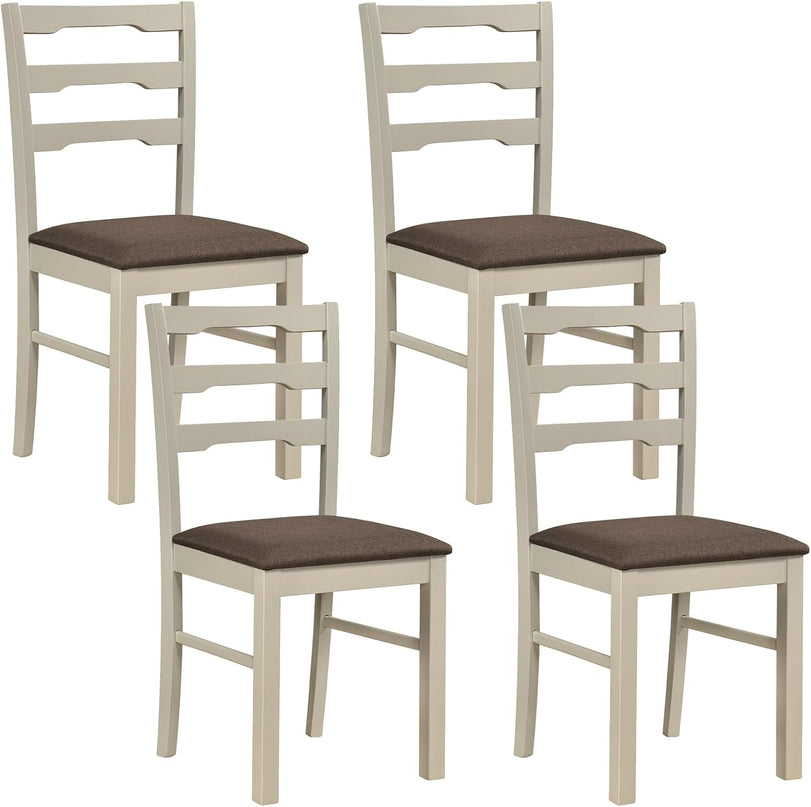 Giantex Wood Dining Chairs Set of 2/4 | Farmhouse Upholstered Kitchen Chairs with Ladder Back Design