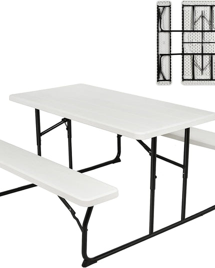 Giantex Folding Outdoor Dining Table Set, Large Camping Table for Patio Deck Lawn