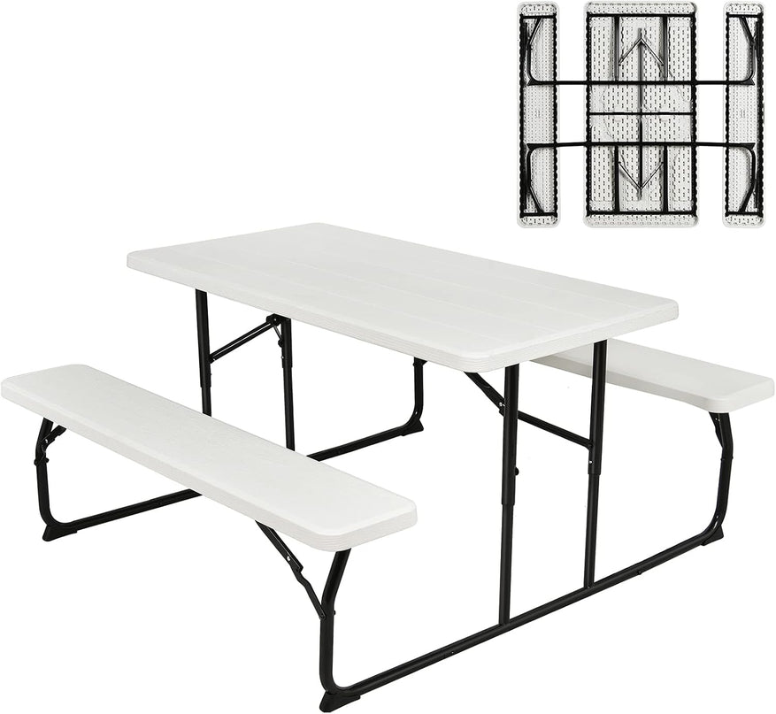Giantex Folding Outdoor Dining Table Set, Large Camping Table for Patio Deck Lawn