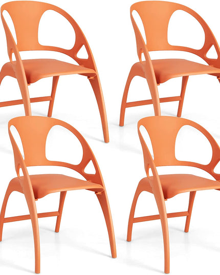Giantex Folding Dining Chairs Set of 2/4, Outdoor Plastic Dining Chairs with Armrest and High Backrest