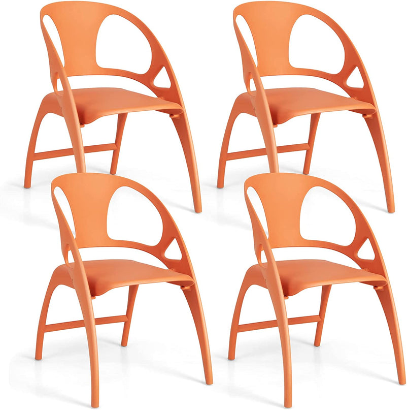 Giantex Folding Dining Chairs Set of 2/4, Outdoor Plastic Dining Chairs with Armrest and High Backrest