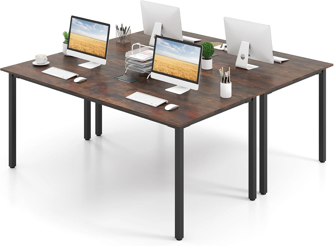 Giantex Modern 71" L x 35.5" W Large Meeting Table with Metal Frames for 8-10 People