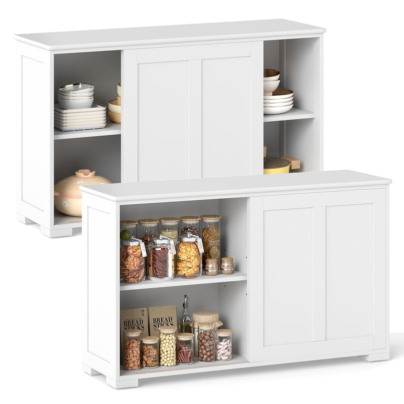 Giantex Buffet Cabinet with Storage, Coffee Bar Wine Cabinet, Farmhouse Sideboard w/Sliding Door