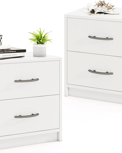 Giantex Nightstand with 2 Drawers, Modern Night Stand with Storage Drawers, Compact Floor Sofa Side Table for Small Spaces