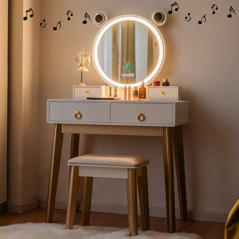 CHARMAID | Vanity Set with Lighted Mirror and Wireless Speaker - Giantexus